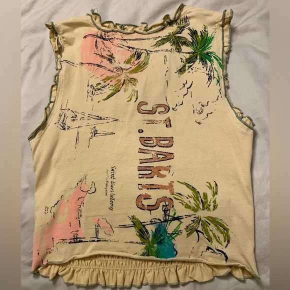 NWOT Free People Copper Tag  St. Barts Smocked Lettuce Hem Tank Top size M - Picture 2 of 5